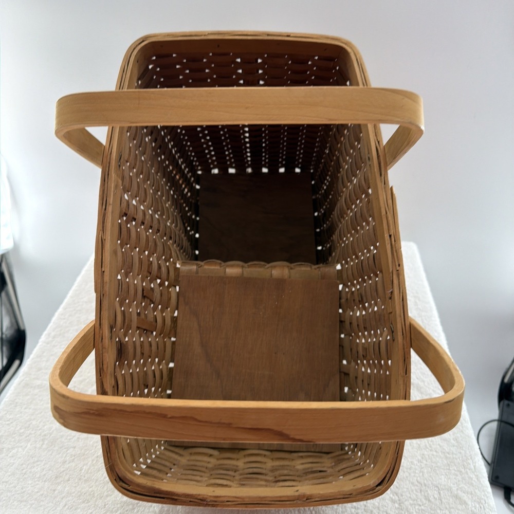 Wood Stair Step Basket Rustic Woven Cottage Farmhouse Storage Decorative - Picture 2 of 9